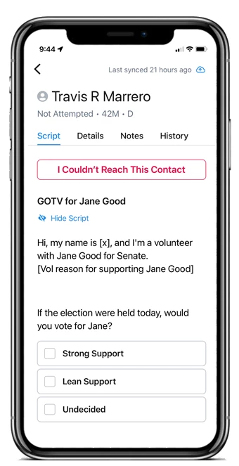example of script screen in minivan