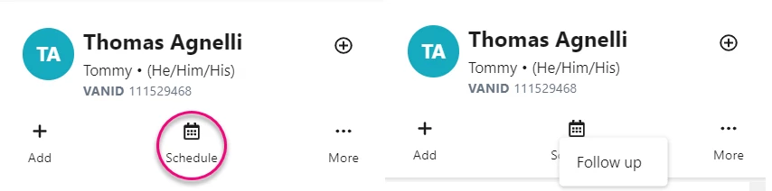 Contact Record Follow up (Schedule)
