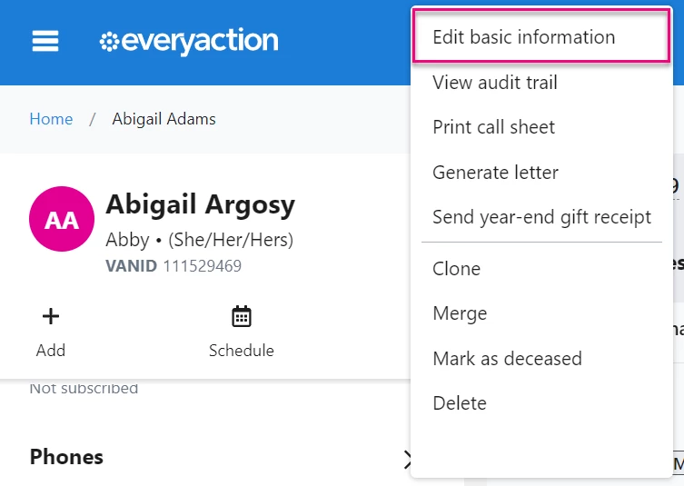 Edit Basic Information