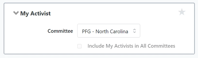 example of My activist search section