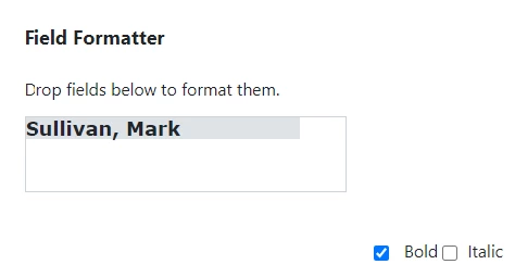 example of name bolded in the field formatter