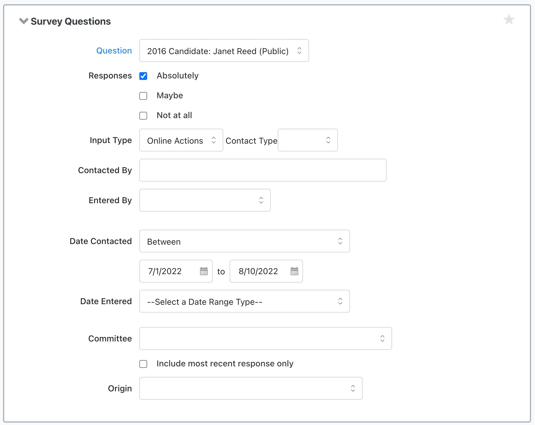 Searching on Survey Questions in Create a list