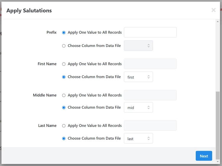 Apply Salutations mapping listed
