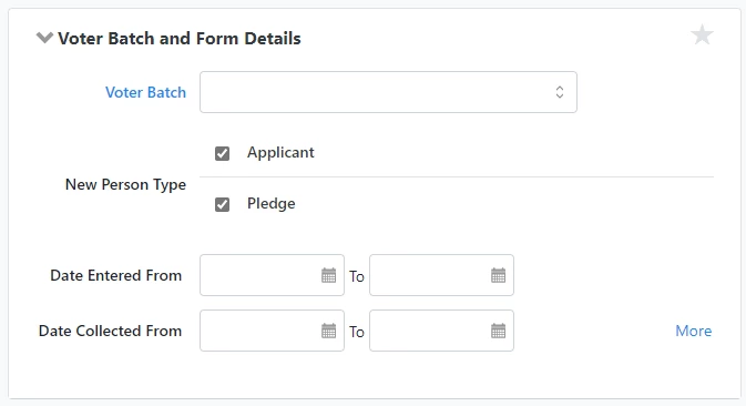 screenshot of voter batch and form details section