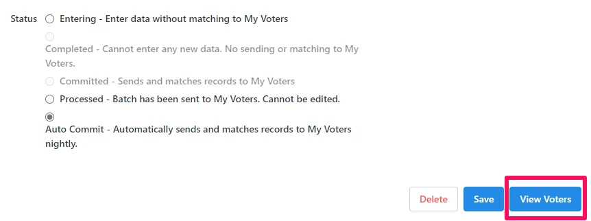 screenshot of the status screen with view voters highlighted
