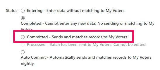 screenshot of the status with committed highlighted