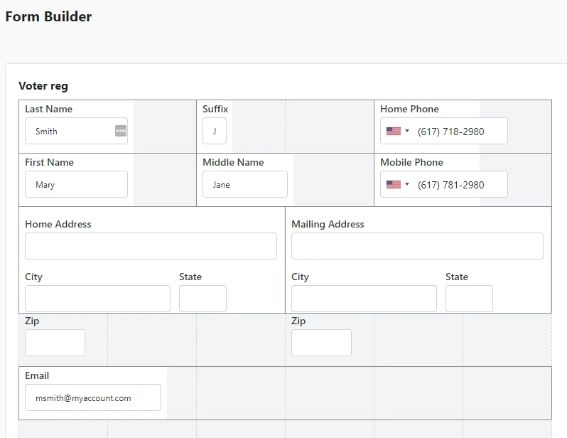 screenshot of the form builder