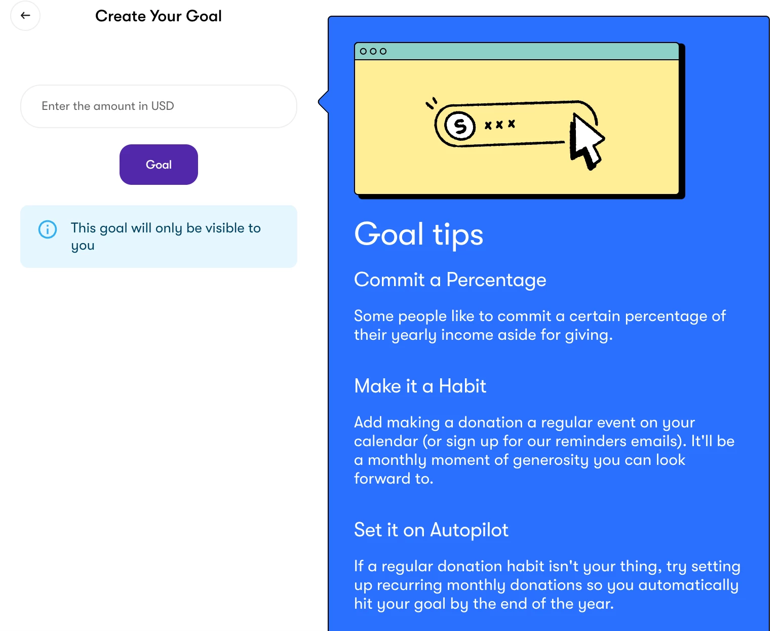 Deed pledges goal tracker