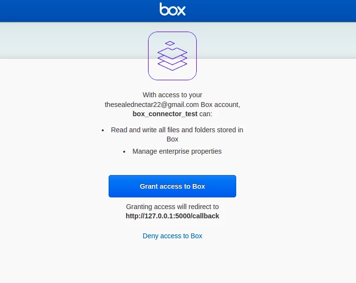 Box authorization page | Community