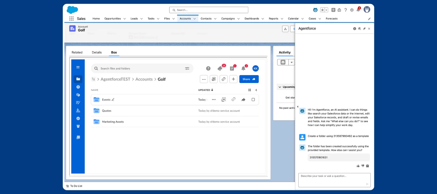 Agent actions with Box for Agentforce