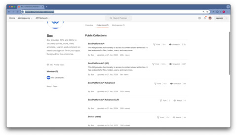 Box API Postman collection updates
