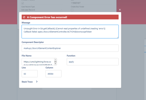Component error when the record loaded and no folder created yet