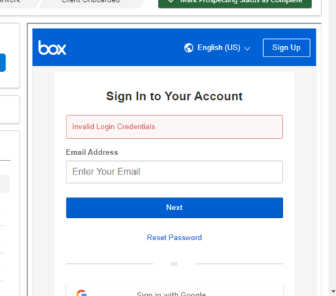 Seamless Login Issues Invalid Login Credentials