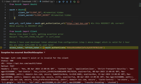 Box Python-SDK oauth error