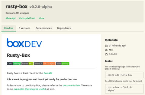 Rust client for Box Platform released