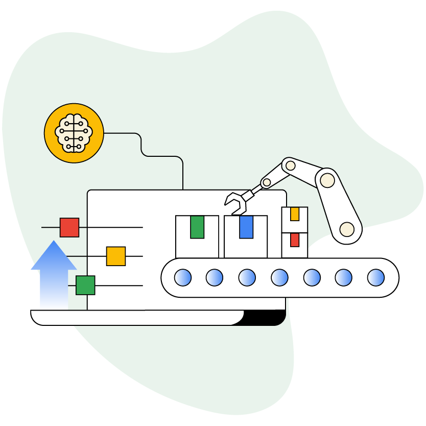 Illustration of a machine using artificial intelligence.
