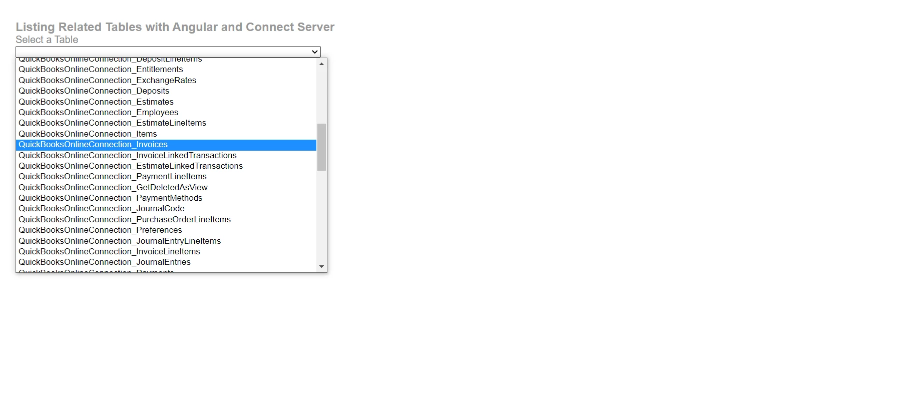 Displaying Data from Related Tables Using Angular with Connect Server ...