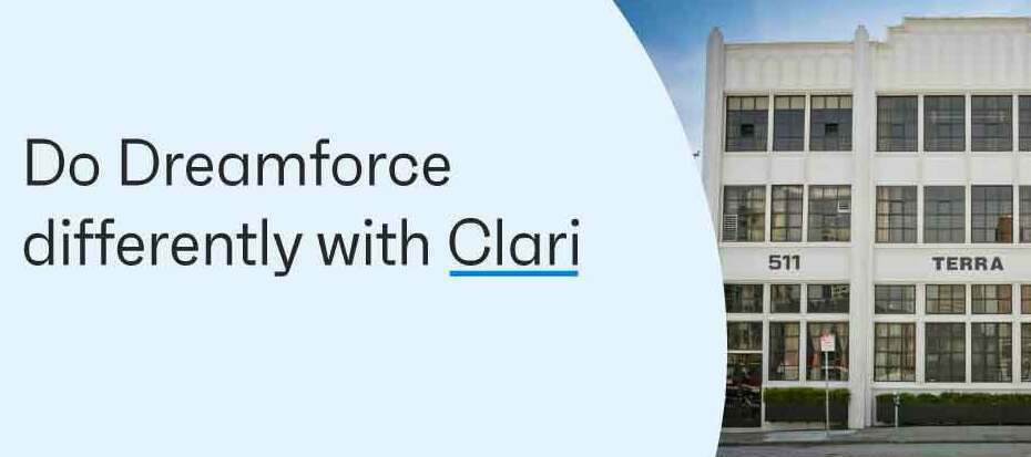 Are you attending Dreamforce in San Francisco this year? Do it differently with Clari.