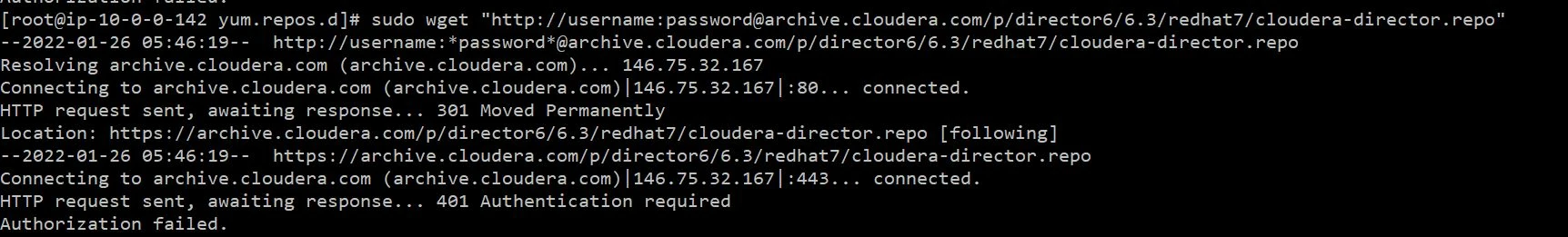 Authentication error 401