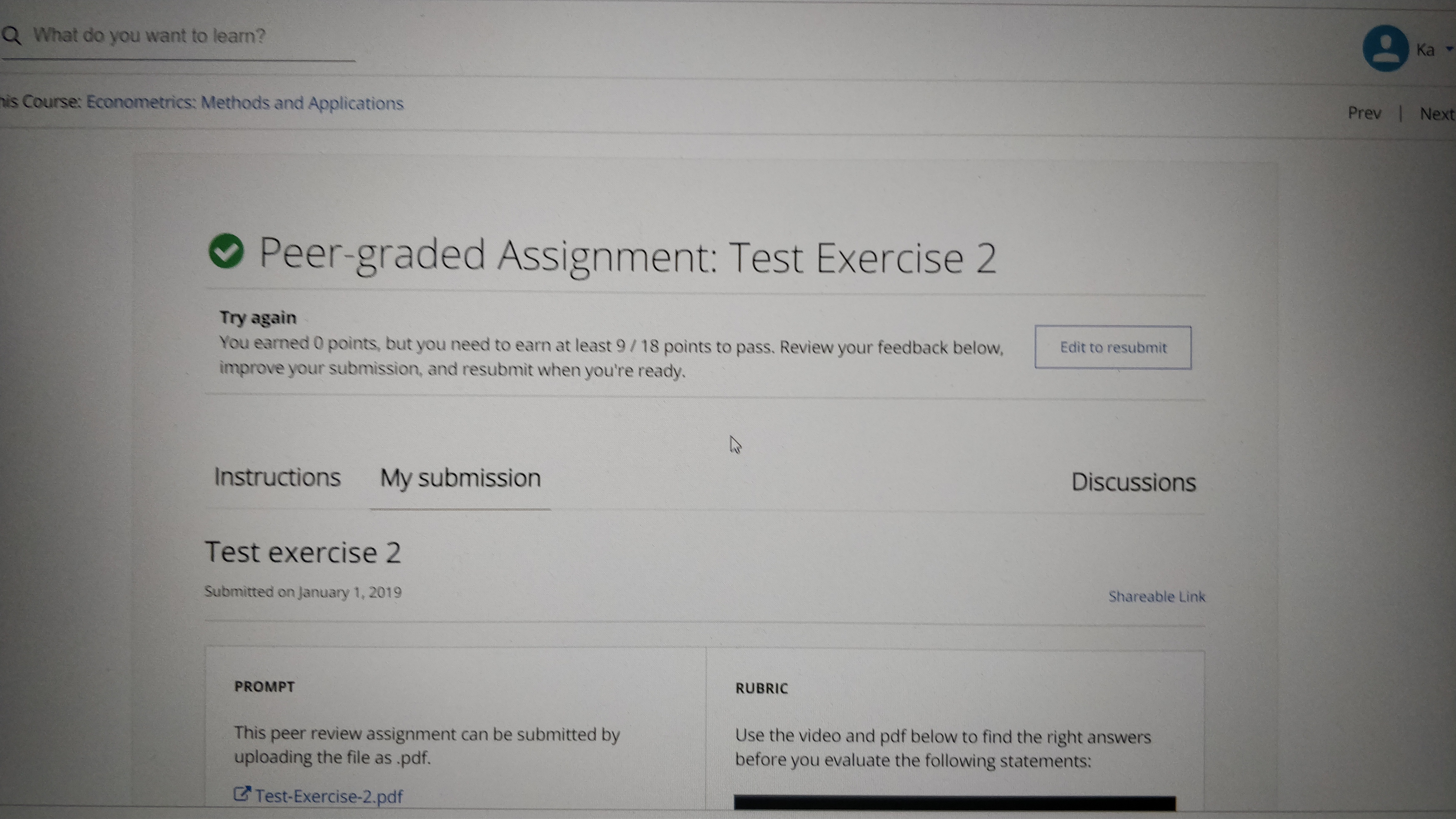 how to reset coursera assignment