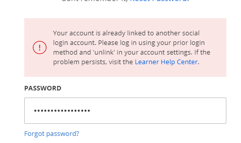 Your Account Is Already Linked To Another Social Login Account Coursera Community