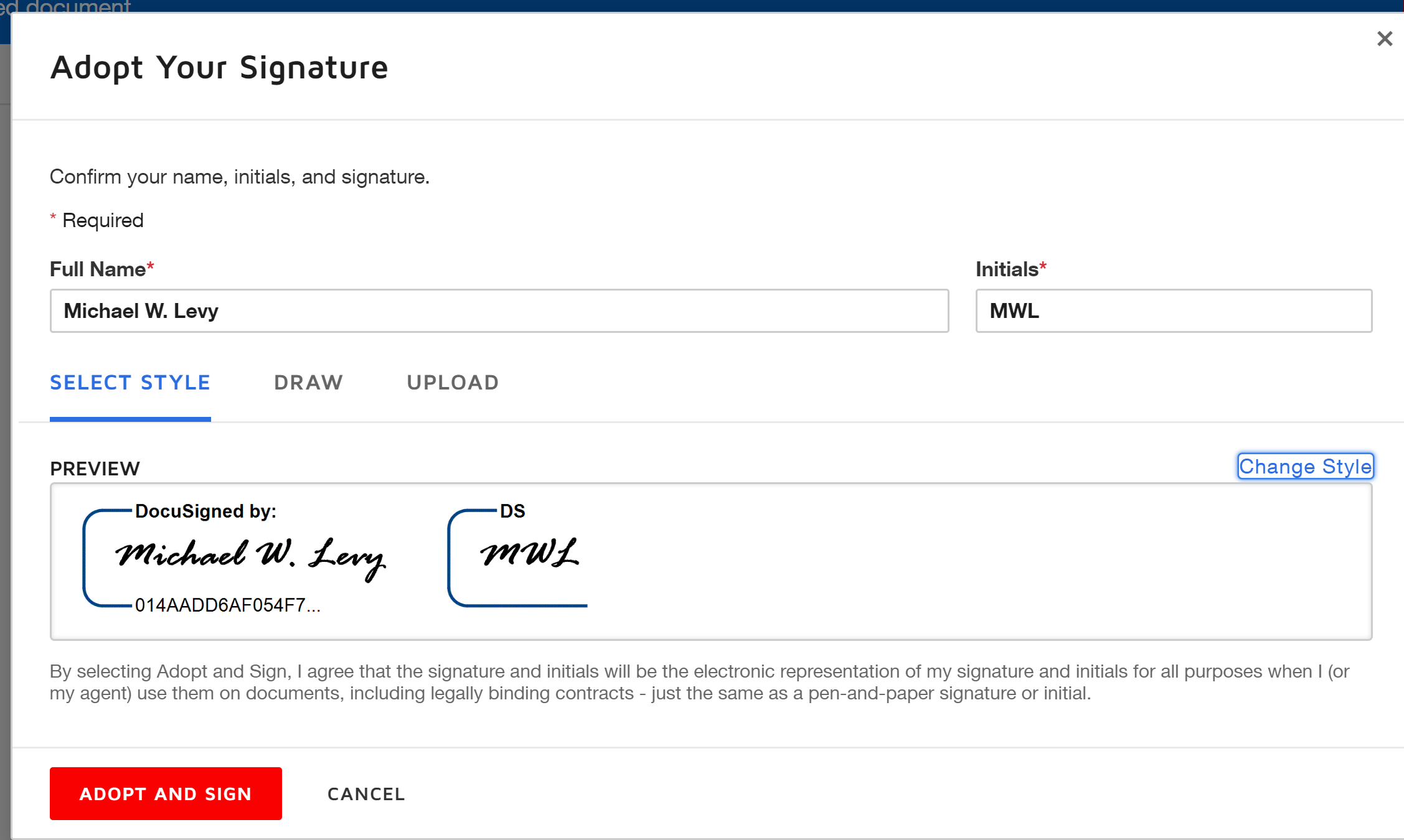 Adopt Signature While Signing