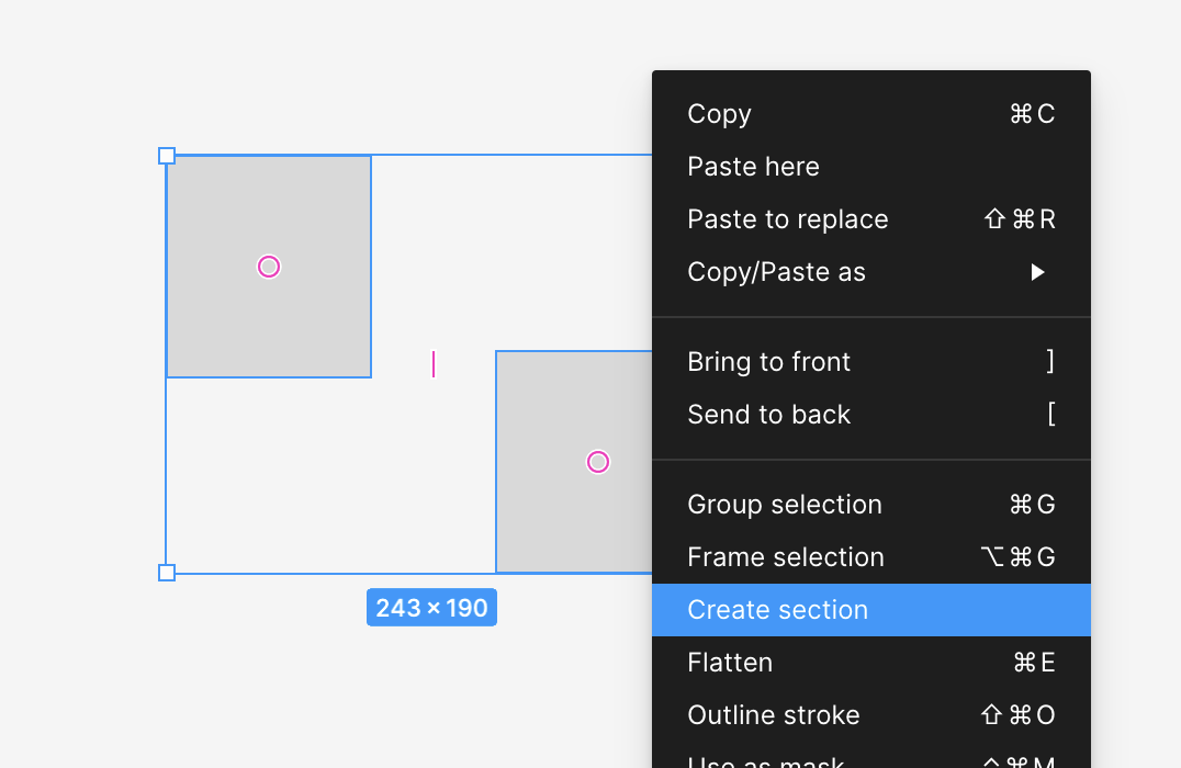 context menu at Figma