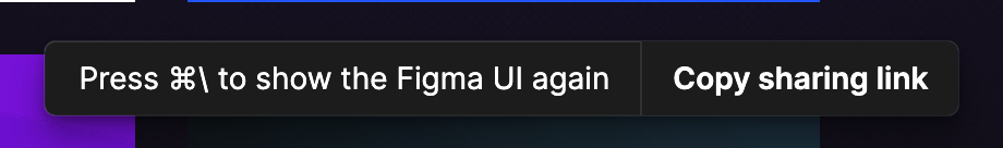 show Figma UI + sharing link toast