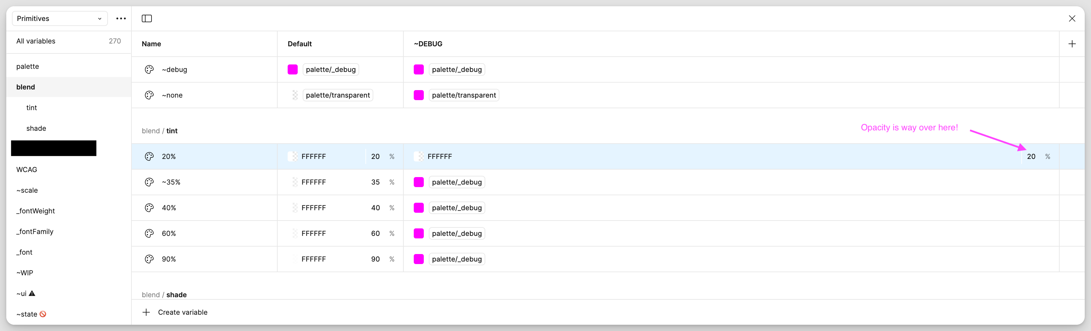 variables - wide dialog - opacity far away from hex