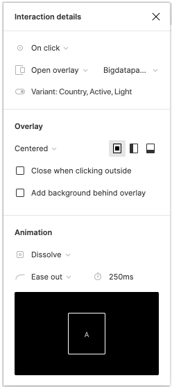 Option added on interaction panel for the selection of a first state