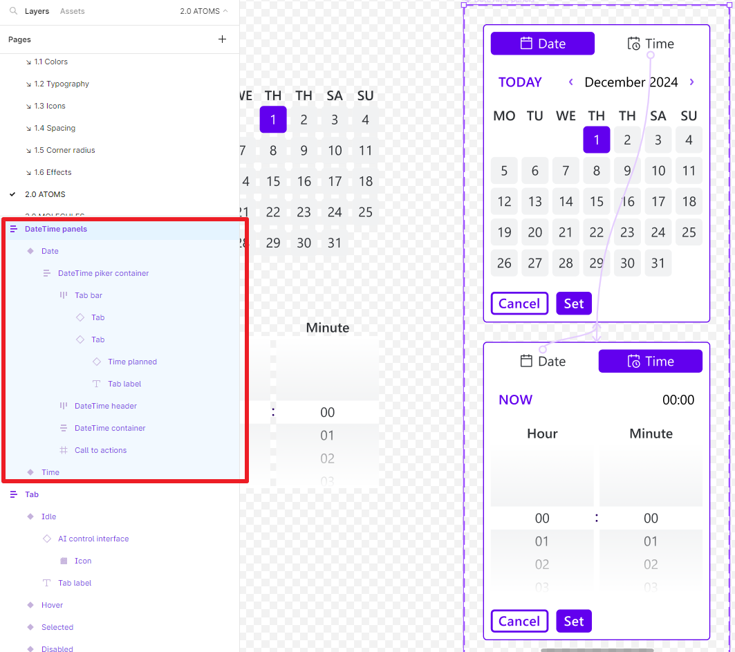 DateTime Panels component