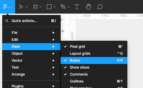 Figma main menu → View → Rulers