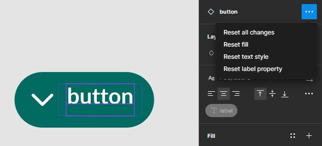 Example of reseting the text inside an instance of a button component