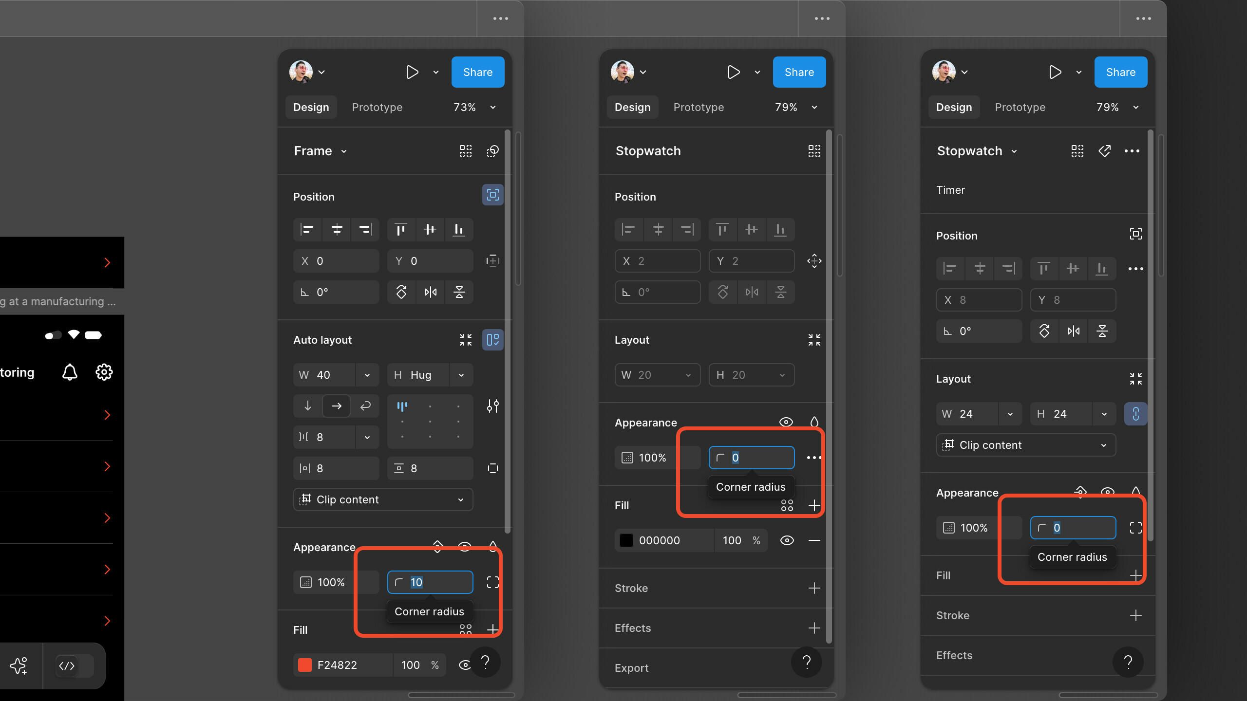 Figma corner radius input field