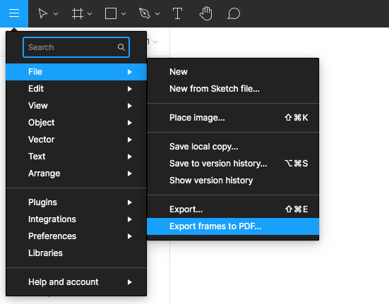 File → Export frames to PDF...