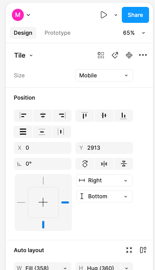 Expanded Position Menu