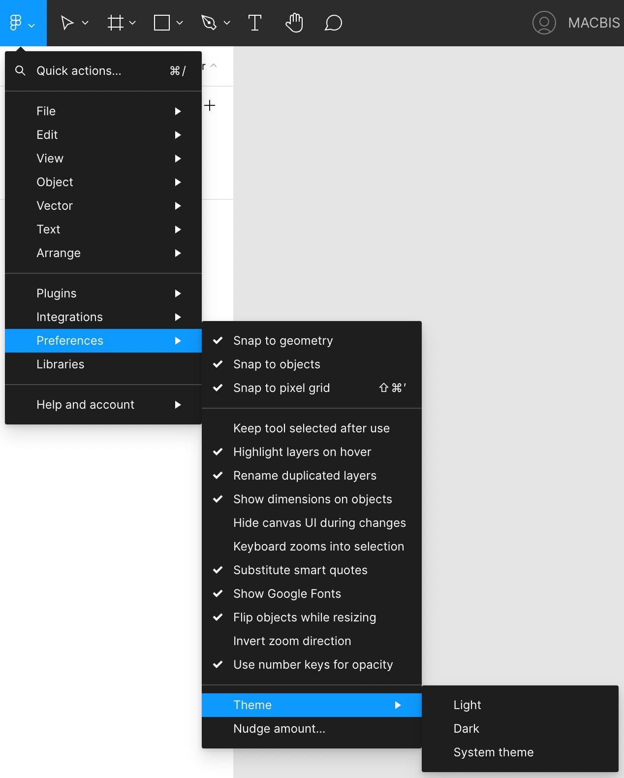 Figma icon menu