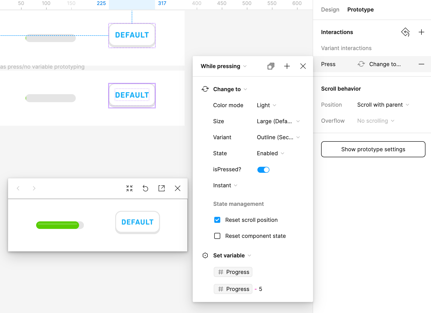 New action to set a variable on a component