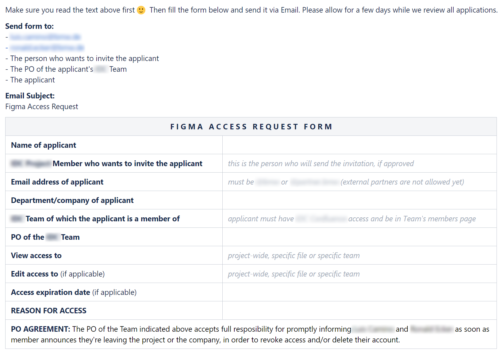 Figma Access Request form