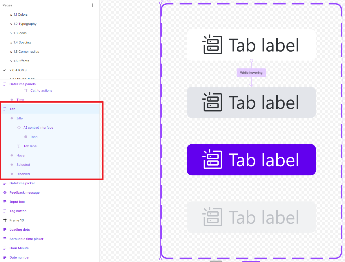 Tab component