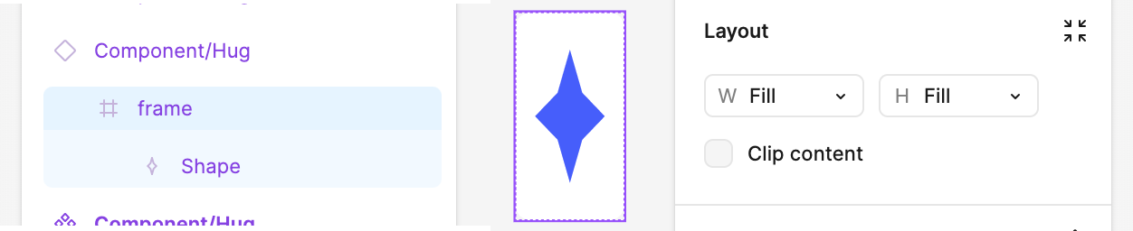 Frame inside of Auto Layout instance set to Fill container resizing setting on both axis