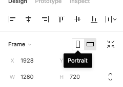 A button to toggle Portrait and Landscape orientations of a frame in Figma