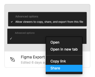 Context menu in file search, Share option highlighted