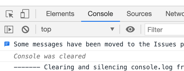 Developer tools window, Console tab selected