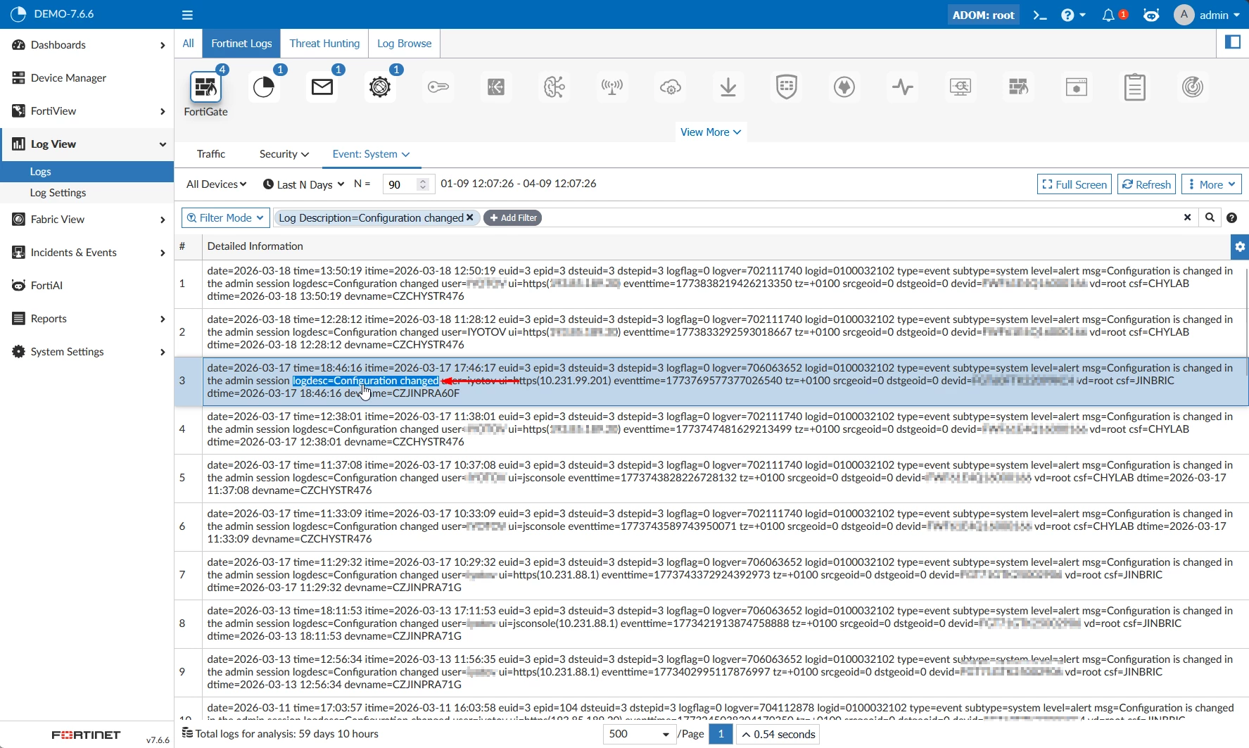 2026-04-09 13_07_52-FortiAnalyzer - DEMO-7.6.6 - Log View - Logs - Fortinet Logs — Mozilla Firefox.png