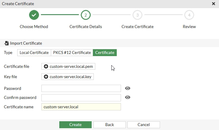 Import certificate