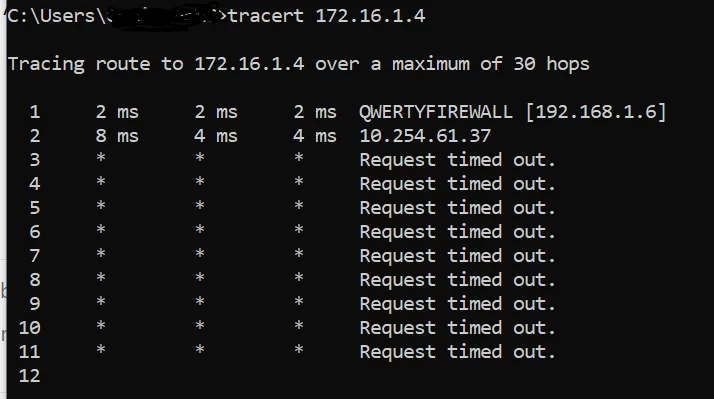 Tracert from LAN (On-Prem)