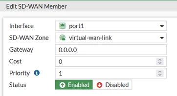 SD-WAN member configuration