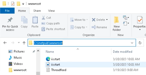3.Navigate to the following path in pc C:\inetpub\wwwroot