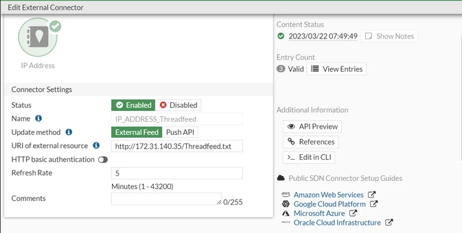 5.Configure the URI link as http://<IP address of PC>/<filename.txt> on fortigate firewall.